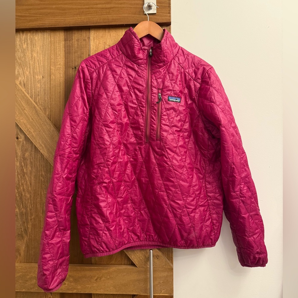 Pink Patagonia Nano Puff Pullover, Large.